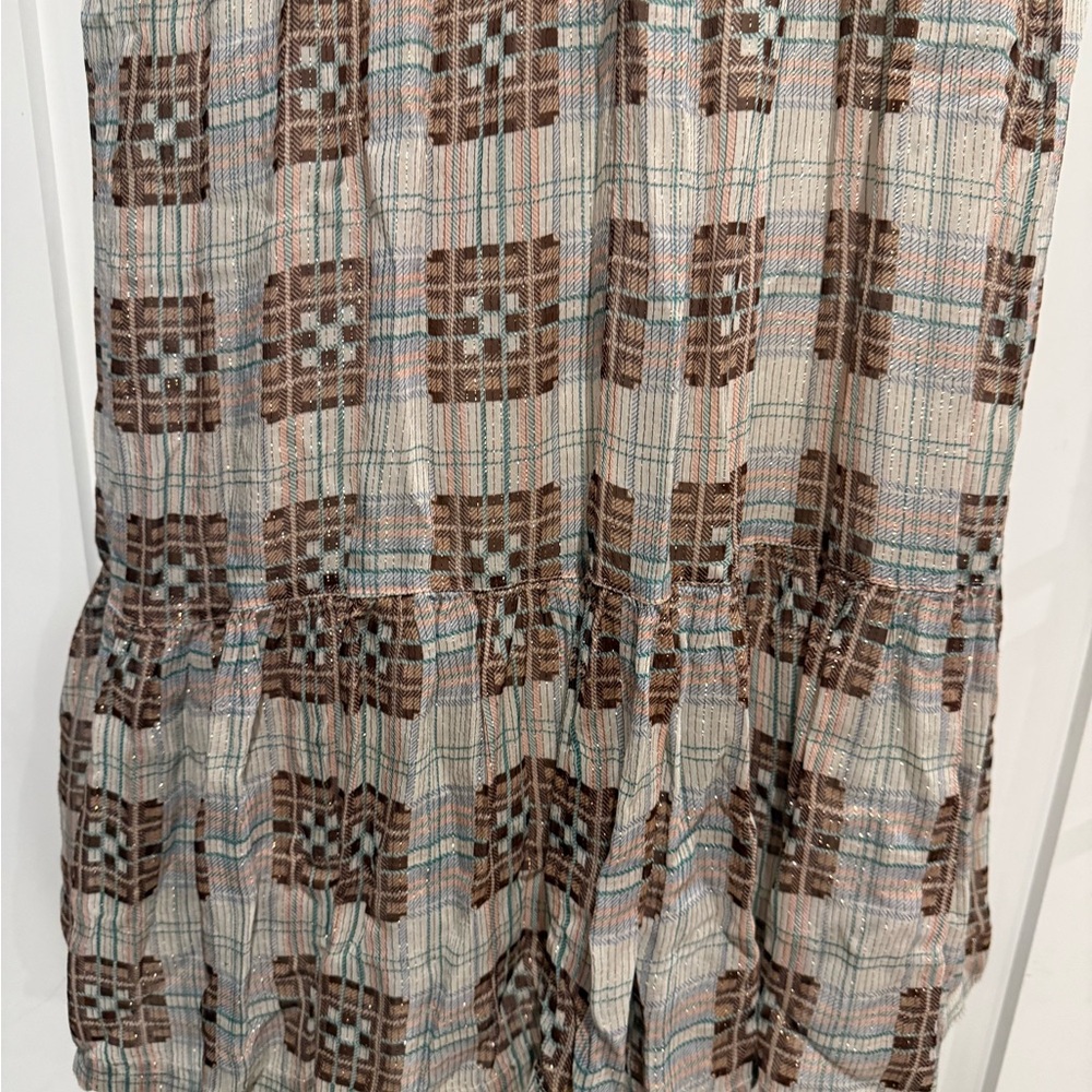 Anthropologie Elizabeth Brown and Cream Long Maxi Sleeve Dress ⭐️ STUNNING! - Picture 8 of 9